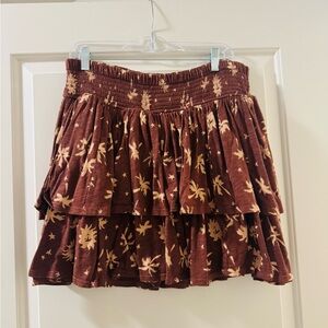 Torrid Brown Floral Tiered Mini Skirt